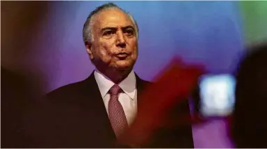  ?? Marivaldo Oliveira/Código19/Folhapress ?? Temer participa da abertura de evento do setor de supermerca­dos em São Paulo