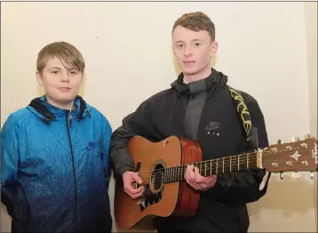  ??  ?? Pierce Travers and Liam McEneaney at the De La Salle College ‘Class Act’ Musical in The Town Hall.