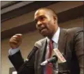  ?? MID-HUDSON NEWS NETWORK FILE ?? U.S. Rep. Antonio Delgado, D-Rhinebeck, addresses the Ulster County Regional Chamber of Commerce on Thursday, Feb. 21, 2019, in Kingston, N.Y.