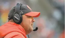  ?? Andy Lyons / Getty Images ?? Freddie Kitchens watches during his final game as the Browns’ head coach, a 3323 loss to the Bengals in Cincinnati.