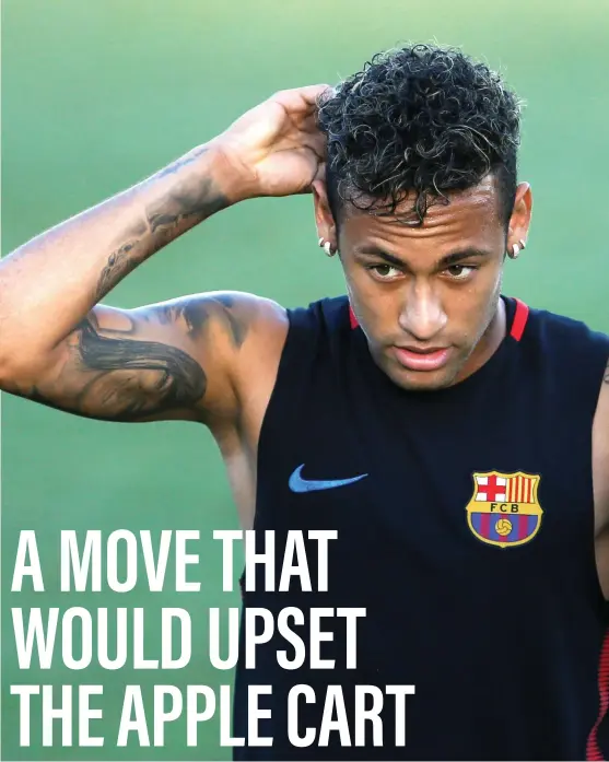  ?? EPA ?? Neymar has not tipped his hand on if he is staying at Barcelona or moving to PSG. Barca teammate Luis Suarez, is hoping he clears the situation up soon