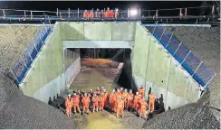  ?? ?? Some of the team working on the bridge replacemen­t.