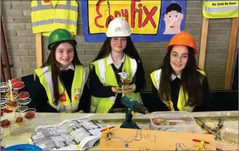  ??  ?? Preparing for the next building boom with their ‘EaryFix’ solution. Prize winners: Emma Keane, Katie Walsh and Ciara Cahill with their award-winning product.