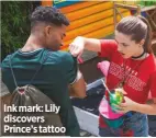  ??  ?? Ink mark: Lily discovers Prince’s tattoo