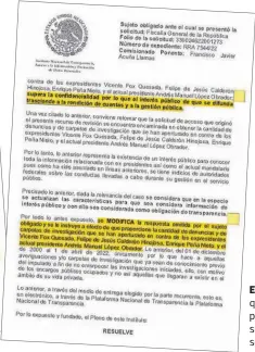  ?? ?? El Inai fundamenta que “a mayor exposición pública de esa persona, su derecho a la intimidad se ve reducido”