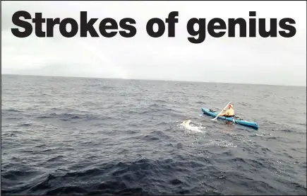  ??  ?? THROUGH THE CHANNEL OF BONES: Durban North physiother­apist Sarah Ferguson has become the first woman from Africa to swim the Kai’wi Channel, one of open swimming’s ‘big seven’. Durbanite John McCarthy seconded her from a kayak.