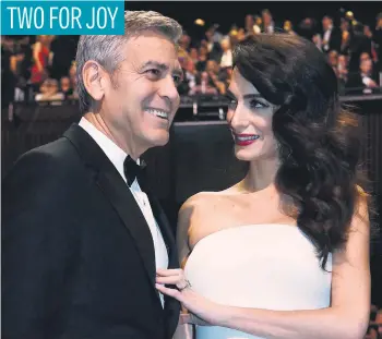  ?? Picture: AP ?? US actor George Clooney and his wife, British-Lebanese lawyer Amal Clooney, welcomed their twin babies, Ella and Alexander, in London yesterday, the actor’s publicist said. The 39-year-old human rights lawyer and 56-year-old Hollywood star – both...