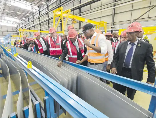  ?? Picture: GCIS ?? READY TO GO. President Cyril Ramaphosa officially launches a new, multibilli­on-rand train manufactur­ing factory at Dunnottar Park in Nigel, Gauteng, yesterday.