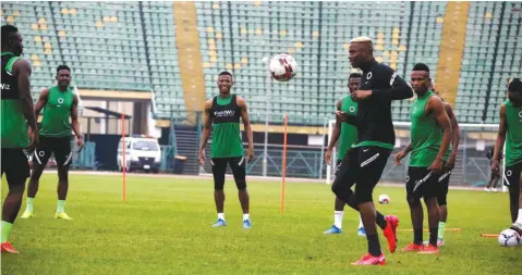  ??  ?? Super Eagles training at the Teslim Balogun Stadium… on Tuesday