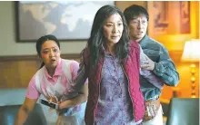  ?? AP-Yonhap ?? This image released by A24 shows Stephanie Hsu, from left, Michelle Yeoh and Ke Huy Quan in a scene from “Everything Everywhere All At Once.”