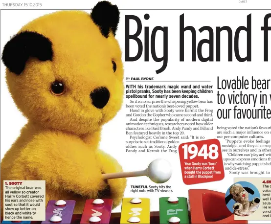 ??  ?? TUNEFUL Sooty hits the right note with TV viewers
