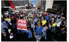  ?? STEPHEN SPILLMAN / FOR AMERICAN-STATESMAN 2015 ?? Abortion protesters march in Austin in 2015. Justice Anthony Kennedy’s retirement “is a phenomenal opportunit­y for the pro-life movement,” one leader said.