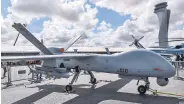  ??  ?? TIA’s unmanned aerial vehicle (UAV) Anka is on display during Teknofest at Istanbul Airport, Turkey, Sept. 20, 2018.