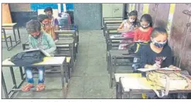  ?? HT PHOTO ?? Students at a primary school in Ambala on Wednesday.