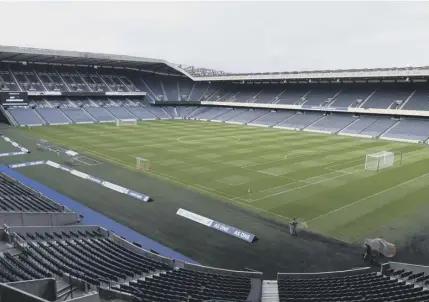  ??  ?? Murrayfiel­d hosted a ‘day of action’ on Thursday as the rugby stadium continues to attract Scottish football matches.