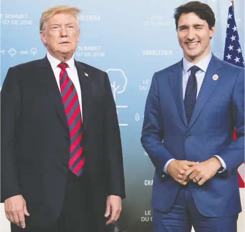  ?? SAUL LOEB / AFP / GETTY IMAGES FILES ?? American President Donald Trump and Canadian Prime Minister Justin Trudeau don’t share a lot in common but they are both quick to place the blame elsewhere when they find themselves in trouble over a mistake.