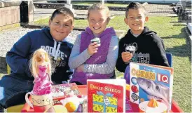  ??  ?? CHURCH FETE: Sunday school children from St John’s Anglican Church Ben Oosthuizen, left, 9, Krissy Human, 8, and Mark Kader, 9, are ready for tomorrow’s fete in Walmer