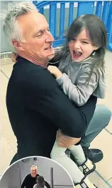  ?? ?? GOALDEN MOMENT Footie legend David Ginola gets a running hug at airport from daughter Ever, three