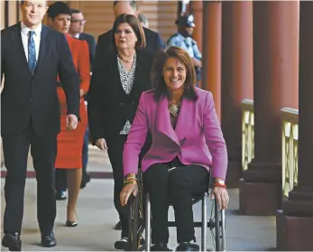  ?? AAP / Joel Carrett ?? Member for Gosford Liesl Tesch arrives for the opening of NSW parliament in 2019.