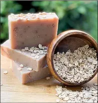  ?? (Special to the Democrat-Gazette/Natural Joy by Nicole Janae) ?? The Natural Joy by Nicole Janae line boasts a collection of generously lathering soaps, including Oatmeal Milk & Honey.