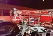  ?? Contra Costa County Fire ?? A Tesla driver died after crashing into a Contra Costa County firetruck on Interstate 680 Saturday.
