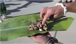  ??  ?? An inmate from Hawaii at Saguaro Correction­al Center in Eloy prepares fish after a sunrise ceremony in 2011.