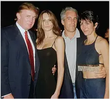  ??  ?? Posing with Trump and his partner Melania in 2000