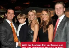  ??  ?? With her brothers Don Jr, Barron, and Eric, and stepmother Melania, in 2009