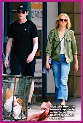  ??  ?? After their stroll, the two were reportedly seen entering Naomi’s apartment separately.