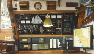 ??  ?? Above: Vega’s thoroughly modern switch panel and nav station.Left: Vega sails the Indian Ocean with volunteer crew