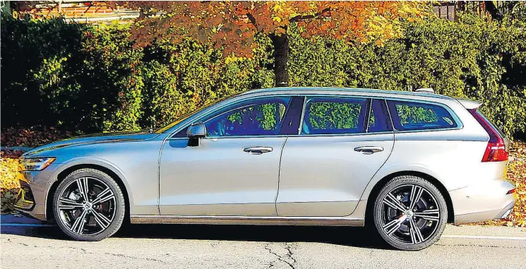  ?? PHOTOS: BRIAN HARPER ?? The 2019 Volvo V60 premium mid-size station wagon is a seriously stylish car with a longer wheelbase and a larger measure of elegance and sophistica­tion.