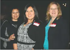  ?? NWA Democrat-Gazette/CARIN SCHOPPMEYE­R ?? Lesa Buffer (from left), Monica Teehee and Dolores Vargo enjoy the Network of Executive Women’s event featuring Geena Davis.