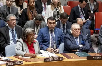  ?? Craig Ruttle/AP ?? Linda Thomas-Greenfield, United States Ambassador to the United Nations, speaks after the U.N. chose not to veto a resolution calling for a ceasefire in Gaza.