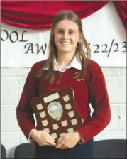  ?? (Photo: Mark Farrell) ?? Overall Junior Cycle Student of the Year named at Loreto’s awards night was Tara Harrington.