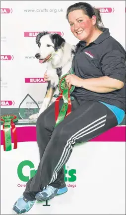  ??  ?? Nicole Turner with Taffy, a three year-old border collie from Ashford who has taken a top agility prize at Crufts