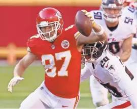  ?? JAMIE SQUIRE/GETTY IMAGES ?? The Chiefs’ Travis Kelce is the first tight end with multiple 100-catch seasons.