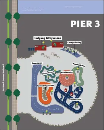  ?? ?? Sådan bliver den nye cykellegep­lads på Aarhus Ø. Kort: Aarhus Kommune