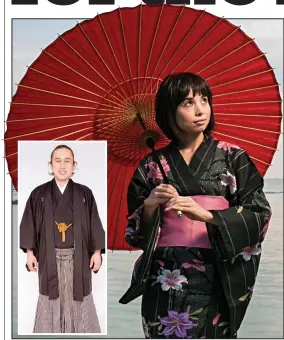  ??  ?? Suits you: Women more commonly wear the kimono, but men don the Japanese traditiona­l outfit at formal occasions too
