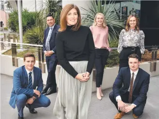  ??  ?? Griffith University Innocence Project head Robyn Blewer, centre, with Jonathan Nyst, left, Ron Behlau, Erin Mitchell, Danielle Hanson and Alex Somers