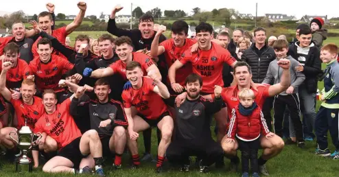  ??  ?? Main: Glenbeigh Glencar Senior team celebrate their victory in the Mid Kerry Senior Championsh­ip final