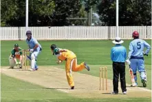  ?? Photo: Kevin Farmer ?? AT THE CREASE: Louis Reen bats for Toowomba against Ipswich and West Moreton in the Webb Shield final at Heritage Oval yesterday.