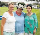  ?? Picture: WERNER HILLS ?? SUPPORT SYSTEM: Supporters, from left, Lucille Abrahamse, Dianne Lombard and Karen Eybers cheered players on at the Grey Cricket Bash final match in Mill Park