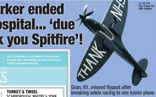  ??  ?? IN THE AIR: The ‘Thank You NHS’ Spitfire.