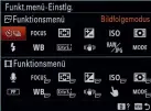  ??  ?? Funktionsm­enü
Das Funktionsm­enü kann vom Anwender selbst konfigurie­rt werden – und zwar separat für den Standbild- und Videomodus.