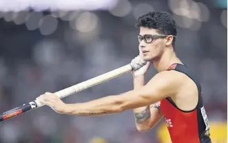  ?? ?? Türkiye’s Ersu Şaşma competes in the men’s pole vault final during Day 8 of the World Athletics Championsh­ips Budapest 2023 at the National Athletics Centre, Budapest, Hungary, Aug. 26, 2023.