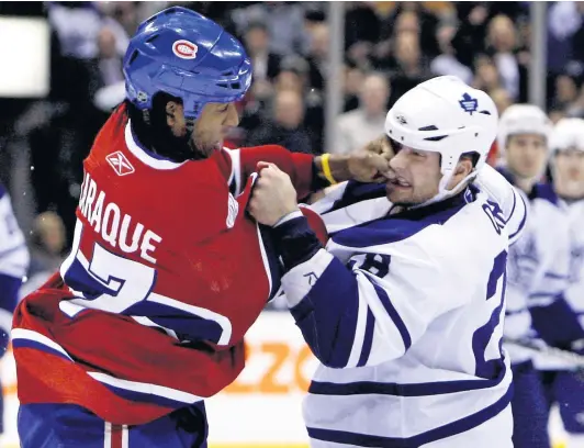  ?? PHOTO D’ARCHIVES ?? Georges Laraque a affronté plusieurs durs à cuire comme Coltor Orr (photo) lors de ses 695 matchs disputés dans la LNH.