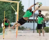  ??  ?? Oman beach soccer goalkeeper during a training session