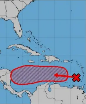  ?? centro NACIONAL de HURACANES ?? Por ahora, se prevé que el fenómeno se enrumbe hacia el Caribe, entre Nicaragua y Honduras.