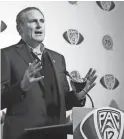  ?? KIRBY LEE/USA TODAY SPORTS ?? Pac-12 commission­er Larry Scott will step down a year earlier than expected. Hehas led the league for nearly 12 years.