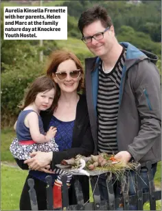  ??  ?? Aurelia Kinsella Frenette with her parents, Helen and Marc at the family nature day at Knockree Youth Hostel. xxxxxxxxxx­xx